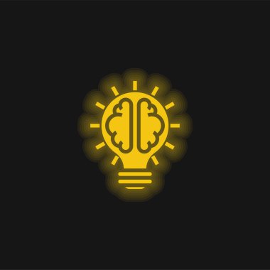 Beyin sarısı parlak neon simgesi