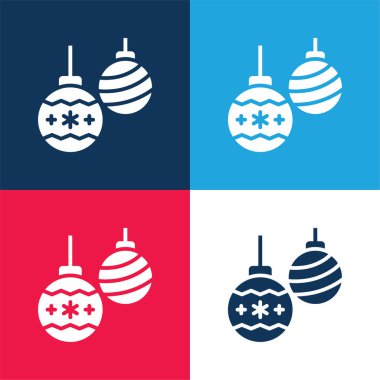 Bauble mavi ve kırmızı dört renk en düşük simge kümesi