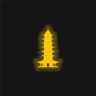 Auspicious Light Pagoda yellow glowing neon icon clipart