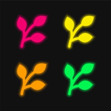 Parlayan dört renk neon vektör simgesi
