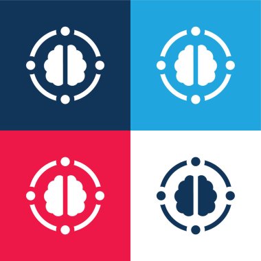 AI blue and red four color minimal icon set clipart