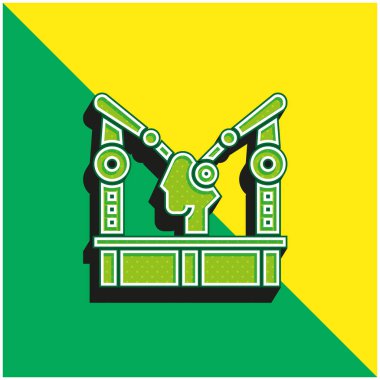 Assembly Machine Green ve sarı 3d vektör simgesi