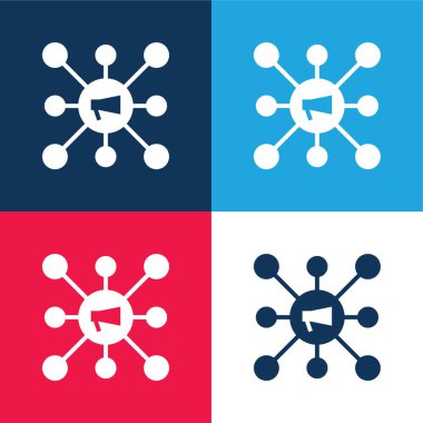 Reklam mavi ve kırmızı dört renk minimal simgesi seti