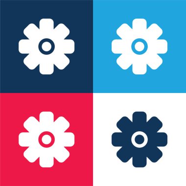 Büyük çark mavi ve kırmızı dört renk minimal simge kümesi