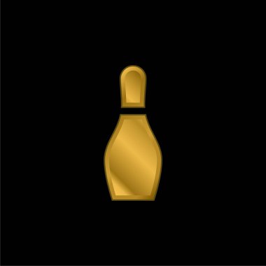 Bowling altın kaplama metalik simge veya logo vektörü