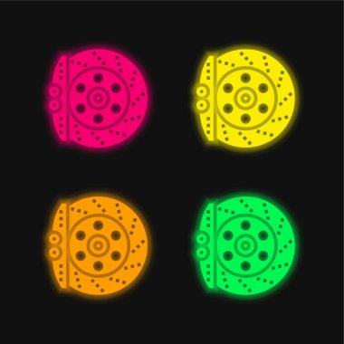 Fren dört renk parlayan neon vektör simgesi
