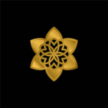Beautiful Buddhist Flower gold plated metalic icon or logo vector clipart
