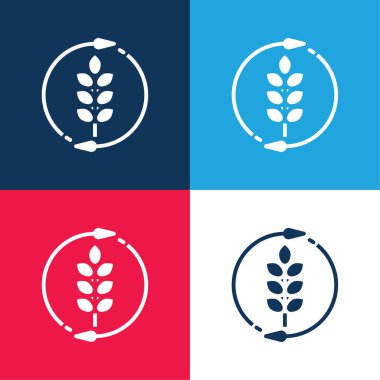 Agronomy blue and red four color minimal icon set clipart