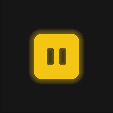 Büyük Duraklat Düğmesi Sarı parlayan neon simgesi