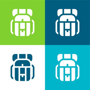 Backpack Flat four color minimal icon set clipart