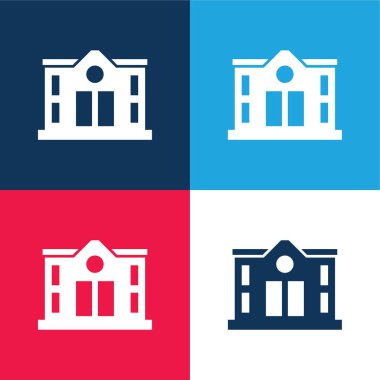 Bank blue and red four color minimal icon set clipart