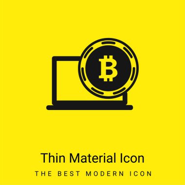 Bitcoin ve Laptop Sembolü Asgari parlak sarı malzeme simgesi