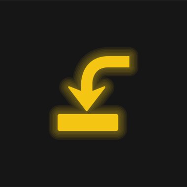 Arrow Into Drive Symbol yellow glowing neon icon clipart