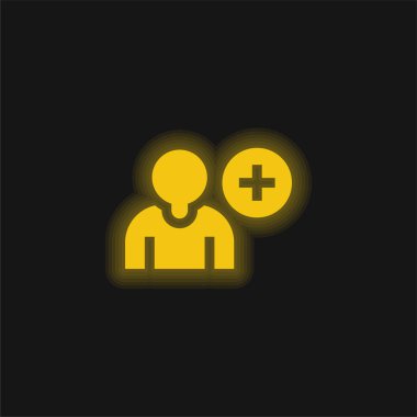 Add Friend yellow glowing neon icon clipart