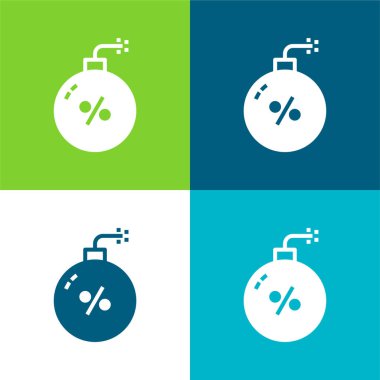 Bomba Düz 4 renk en küçük simge seti