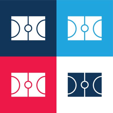 Basketbol mavisi ve kırmızı dört renk minimal simge seti