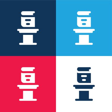 Kitap mavi ve kırmızı dört renk en küçük simge seti