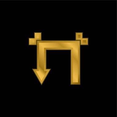 İki Düz Açı Altın Kaplama Metal Simge veya Logo Vektörü Arrow