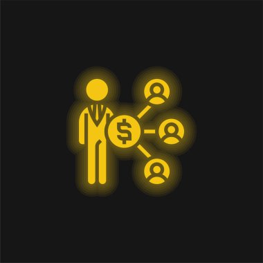 Bağlı sarı parlak neon simgesi