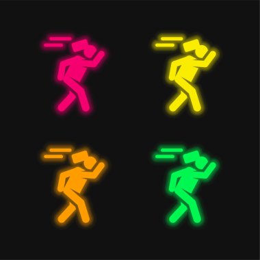 Parlayan dört renk neon vektör simgesi