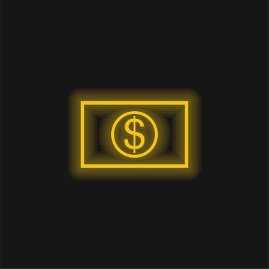 Büyük Dolar Bill sarı parlak neon ikonu