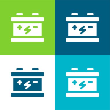 Batarya Düz 4 renk en küçük simge seti