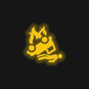 Kaza sarı parlak neon simgesi