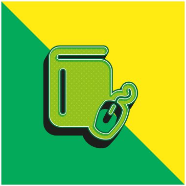 Kitap ve Bilgisayar Fare Yeşil ve Sarı 3D vektör simgesi logosu