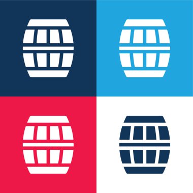 Fıçı mavi ve kırmızı dört renk minimal simge kümesi