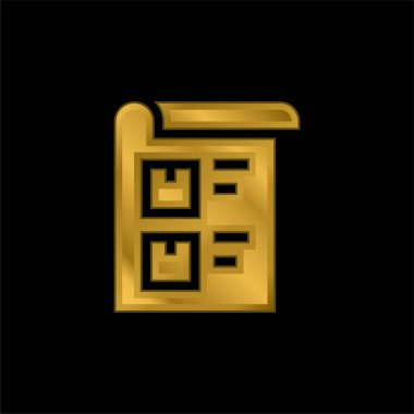 Altın kaplama metalik simge veya logo vektörü