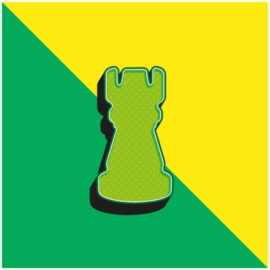 Black Tower Chess Piece Shape Green and yellow modern 3d vector icon logo clipart