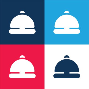 Zil sesi mavi ve kırmızı dört renk minimal simge kümesi