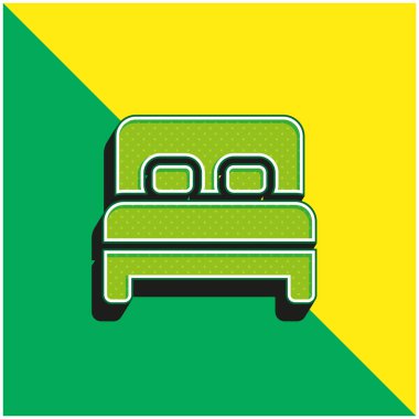 Yatak Yeşil ve Sarı Modern 3D vektör simgesi logosu