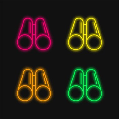 Dürbünler dört renk parlayan neon vektör simgesi