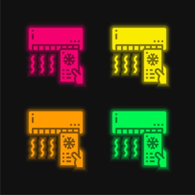 Klima Dört renk parlayan neon vektör simgesi