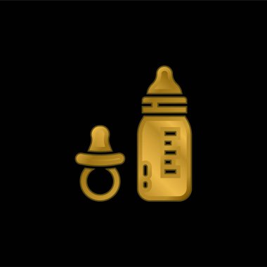 Bebek Şişe Altın Kaplama Metal Simge veya logo Vektörü