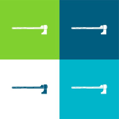 Axe Cutting Tool In Horizontal Position Flat four color minimal icon set clipart