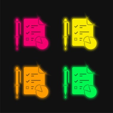 Analitik dört renk parlayan neon vektör simgesi