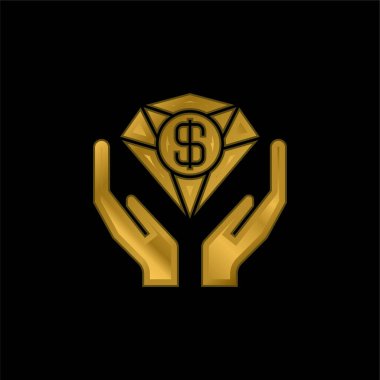 Altın kaplamalı metalik simge veya logo vektöründen yararlanır