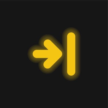 Arrow To Last Track yellow glowing neon icon clipart