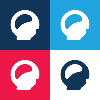 Beyin mavisi ve kırmızı dört renk minimal simge kümesi