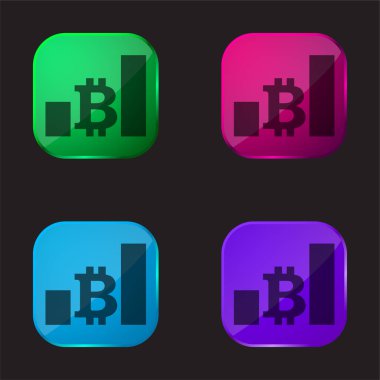 Bitcoin Çubukları Yükselen Paranın Grafiği Dört renk cam simgesi
