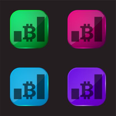 Bitcoin Bars Ascendant Graphic Of Increasing Money four color glass button icon clipart