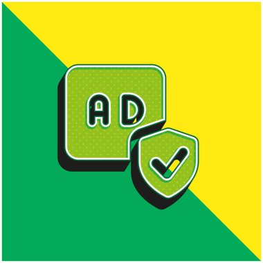 Ad Bloğu Yeşil ve Sarı 3d vektör simgesi logosu