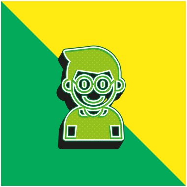 Çocuk Yeşil ve Sarı Modern 3D vektör simgesi logosu