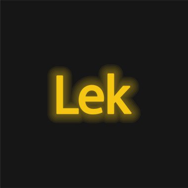 Arnavutluk Para Birimi Sembolü Sarı parlak neon simgesi