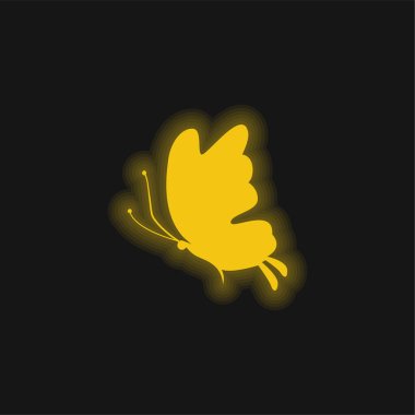 Güzel Kelebek Silueti sarı parlak neon ikonu