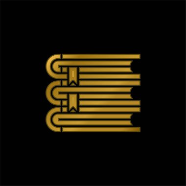 Kitaplar altın kaplamalı metalik simge veya logo vektörü