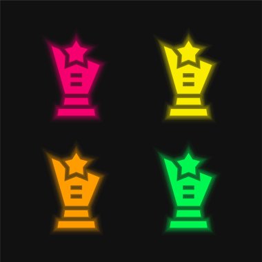Aktör dört renk parlayan neon vektör simgesi