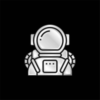 Astronaut silver plated metallic icon clipart